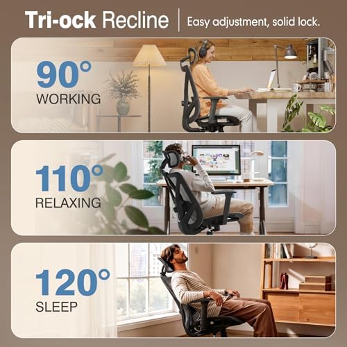 ELABEST Mesh Office Chair,Ergonomic Computer Desk Chair,Sturdy Task Chair- Adjustable Lumbar Support & Armrests,Tilt Function,Comfort Wide Seat,Swivel Home Office Chair (Graphite) - Image 5