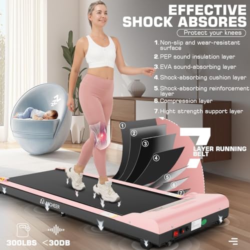 ANCHEER Walking Pads, 2 in 1 Under Desk Treadmill 2.5HP Compact Running Machine with Remote Control, 300lbs Weight Capacity for Home/Gym/Office,Ultra-Quiet, Installation-Free - Image 5