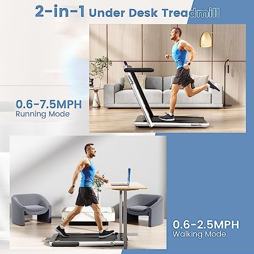 Goplus 2 in 1 Under Desk Treadmill, 2.25HP Superfit Folding Treadmill with Touch Panel Control, App Control, Remote Control, Bluetooth Speaker, Foldable Walking Treadmills for Home Office - Image 2