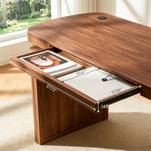 FLEXISPOT 55 x 24 Inch Executive Standing Desk with Drawer, Brown - Image 4