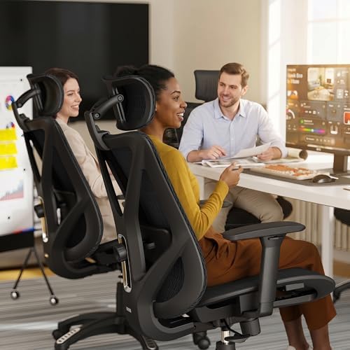 ELABEST Mesh Office Chair,Ergonomic Computer Desk Chair,Sturdy Task Chair- Adjustable Lumbar Support & Armrests,Tilt Function,Comfort Wide Seat,Swivel Home Office Chair (Onyx) - Image 2