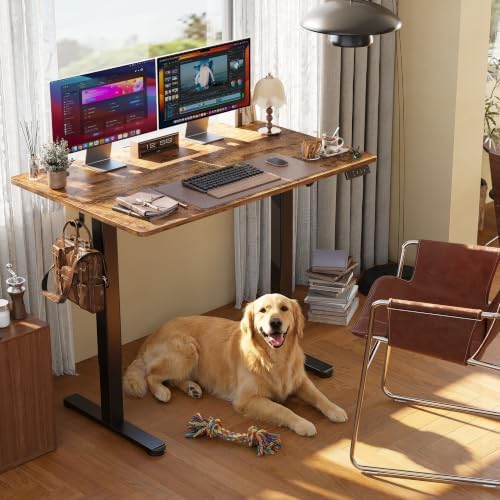 Claiks Electric Height Adjustable Standing Desk, 35x20 Inch, Rustic Brown - Image 2