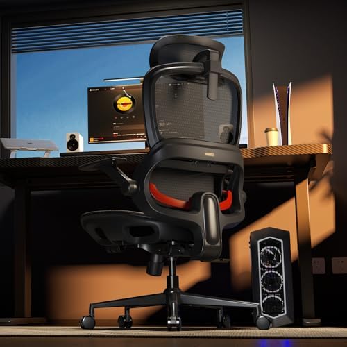SIHOO B100 Office Chair, Ergonomic Office Chair Without Footrest, Computer Chair with Wide Headrest & Adaptive Lumbar Support, Flip-up Armrests, Swivel Desk Chair for Long Hours, Black - Image 2