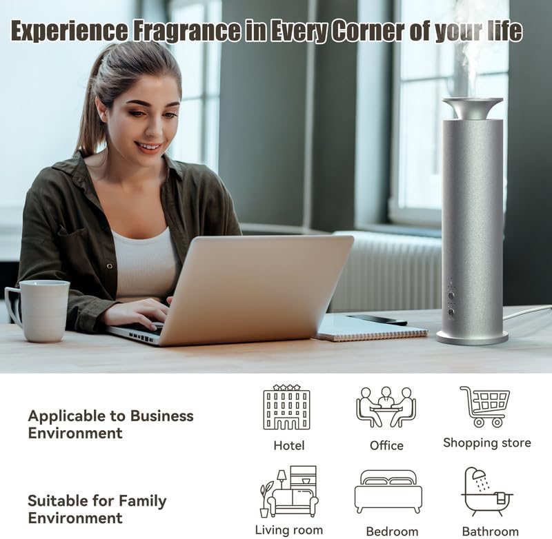 Waterless Diffuser Machine Scent Air Machine Covers 1800 Sq Ft for Home Diffusers Essential Oil Diffusers Studio Scent Diffuser Large Room Fragrance App Remote Control Capacity 3.5 Oz Secret Silver - Image 5