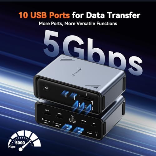 TobenONE 19-in-1 Laptop Docking Station Dual Monitor,10 USB C/A,2×4K HDMI - Image 3