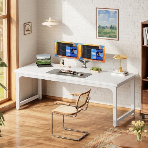 PRAISUN 63 x 24 Inch Computer Desk, 0.95'' Thicker, Heavy Duty, White - Image 4