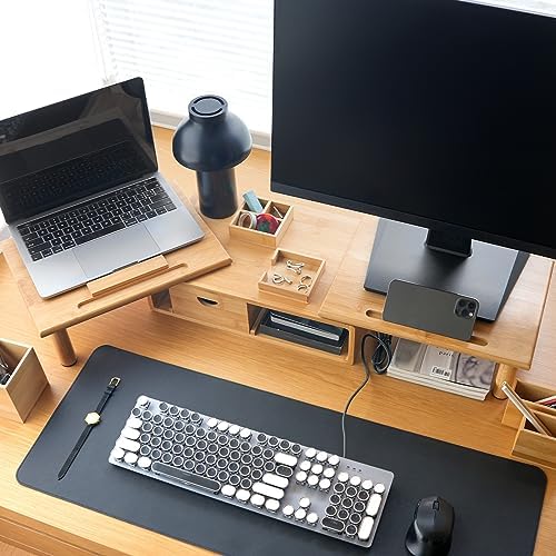 Dual Monitor Stand Riser with Drawer for Desk Laptop - Image 4