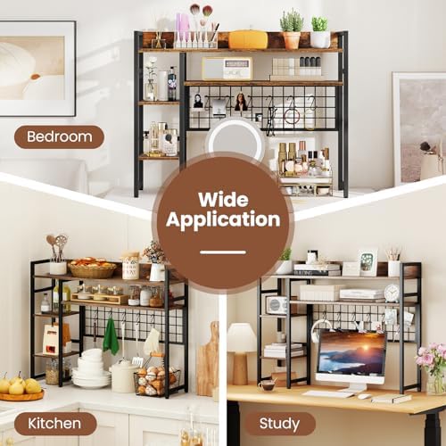 DREAMADE 4-Tier 37" Desk Hutch, Desk Shelf, Rustic Brown - Image 4