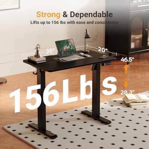 YDN Electric Standing Desk, 35x20 Inch, Black - Image 3