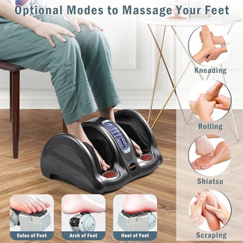 H&B Luxuries Shiatsu Foot Massager Machine with Remote Controller, Kneading and Rolling Home Massagers for Feet, Ankle, Calf, Leg, Ideal for Men, Women, Father, Mom Parents and The Elderly, Gray - Image 2