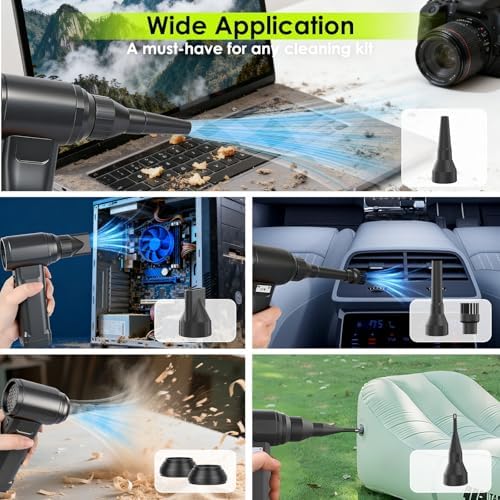 Electric Compressed Air Duster, 300,000RPM Cordless Air Blower for Dust Removal, Duster/Vacuum 2-in-1 with 10 Speeds, 20000mAh Rechargeable & 5 Nozzles Dust Blower for PC, Keyboard, Car, Outdoor - Image 4