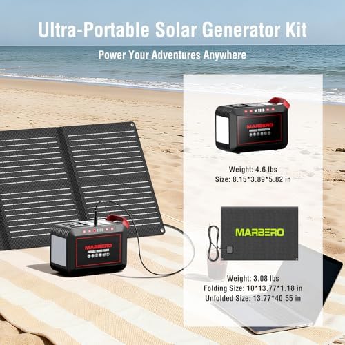 MARBERO 237Wh Solar Generator with Solar Panel Included Portable Power Station 300W Pure Sine Wave with Foldable Solar Panel 60W Set for Camping Outdoor Hiking Fishing Emergency - Image 2