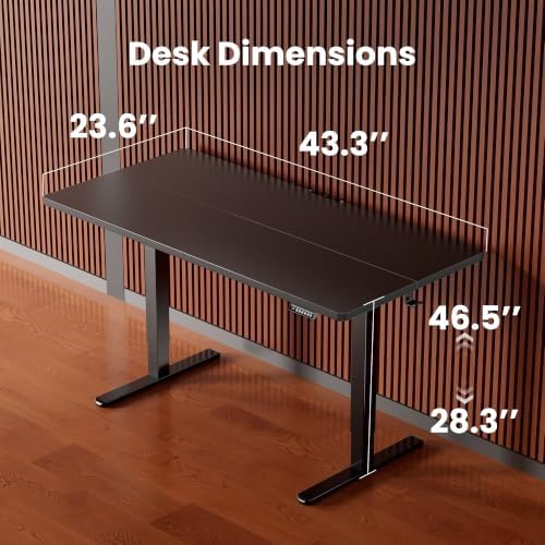 ErGear Height Adjustable Electric Standing Desk, 44 x 24 Inches Sit Stand up Desk, Memory Computer Home Office Desk, Black - Image 3