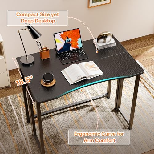 Huuger Folding Desk with Storage Shelf, 31.5 Inch Foldable Computer Table - Image 5