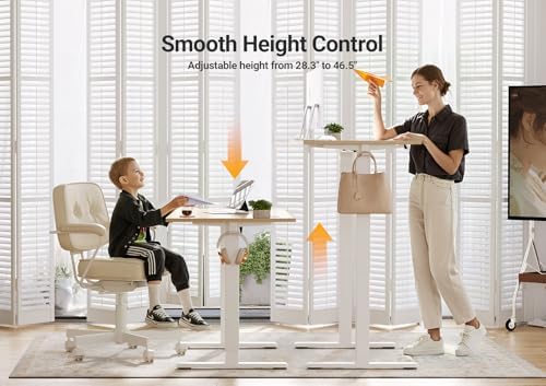 Seang Electric Standing Desk Adjustable Height, 48 x 24 Inch Sit Stand Desk with T-Shaped Frame, 3 Memory Presets & Cable Management for Home Office Computer Workstation, White Frame/Nature Top - Image 4