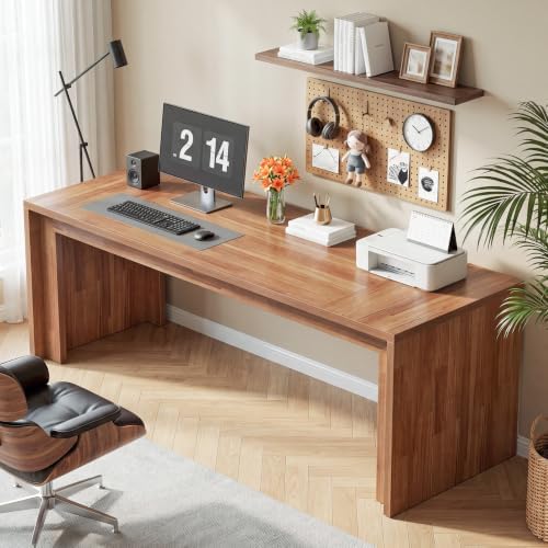 Tribesigns 78-Inch Extra Long Home Office Desk, 2 Person Wood Computer Desk for Office, Rustic Rectangular Writing Table, Easy Assembly, Brown - Image 3