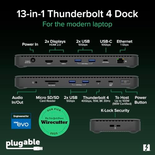 Plugable Thunderbolt 4 Dock with 100W Charging, Dual Monitor - Image 2