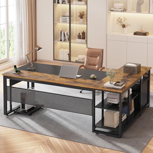 UPOSOJA 71" L Shaped Executive Desk, Office Desk with Storage Drawers - Image 3