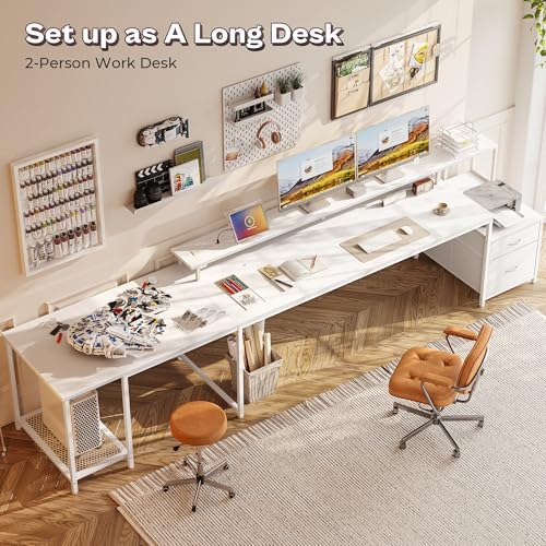 PRAISUN 66" L Shaped Gaming Desk with LED Lights & Power Outlets - Image 7