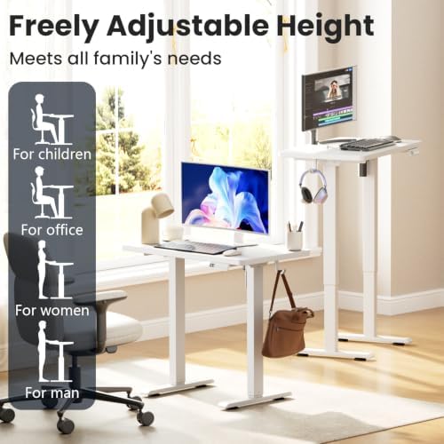 32" Electric Standing Desk, Small Desk 3 Adjustable Height White - Image 3