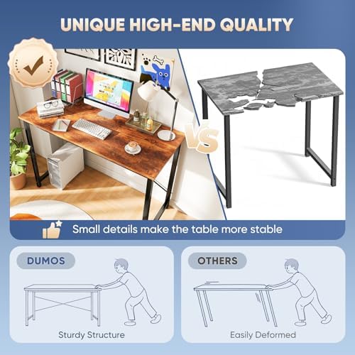 DUMOS 47 Inch Small Computer Desk, Gaming Desks for Home Office Bedroom - Image 5