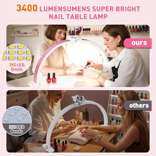 HITTI Super Large 31in Half Moon Light for Nail Desk, Crystal Diamond White - Image 4