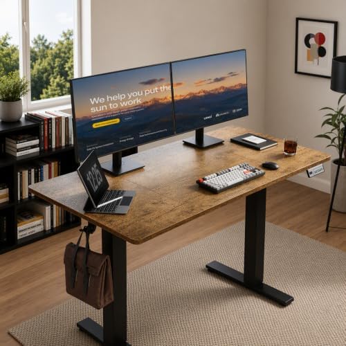 Claiks Electric Standing Desk 55x24 Inch Adjustable Desk, Rustic Brown - Image 5
