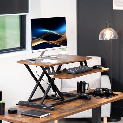 VIVO Rustic Vintage Brown 28 in Standing Desk Converter, DESK-V028KN - Image 2
