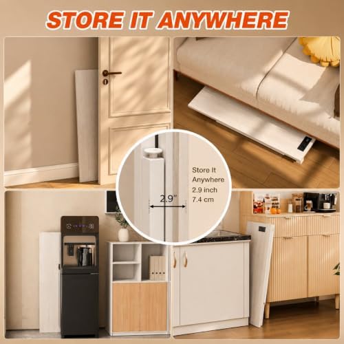 Folding Table Computer Desk - 35.8" No Assembly Folding Desk with Power Outlets & USB Charging Port, Small Desk, Foldable Office Desk, Compact Storage Portable Use for Small Space, White Ash - Image 5