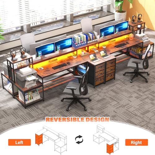 EnHomee71 L Shaped Computer Desk with Drawers,Printer Shelf for Home Office - Image 4