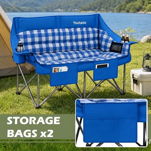 Youtanic 60" Extra Double Camping Chair for Adults, 700lbs Padded Loveseat - Image 5