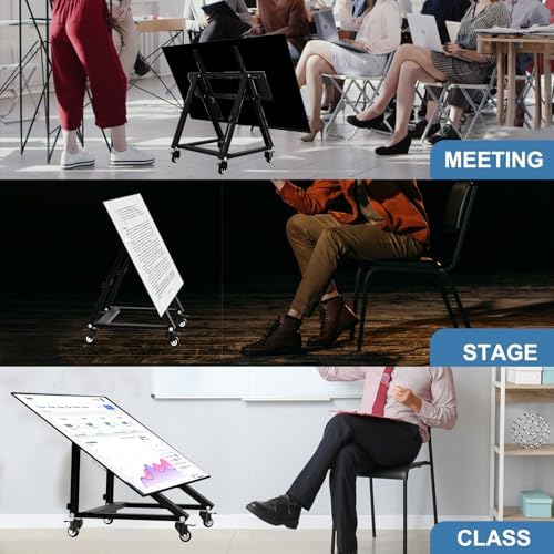 Low Height Mobile TV Stand, Low TV Stand with Wheel for 26-65 inch TV, Hight Adjustable, 36° -68° Adjustable Viewing Angle,Max 50KG, Vesa 600×500, Confidence Monitor Stand - Image 6