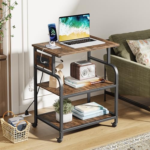 YAOHUOO 3 Tier Large Printer Stand with Power Outlet/Adjustable Shelf - Image 4