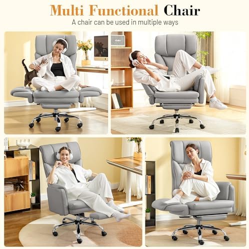 FelixKing Office Chair, Flip Armrests for Pets Criss Cross Legged,Gray - Image 3