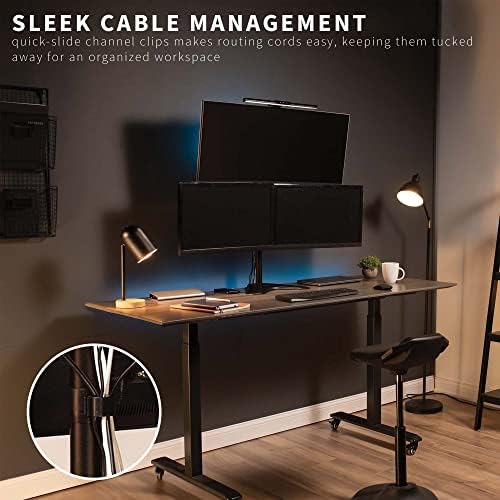 VIVO Triple LCD LED Computer Monitor Desk Stand, Free Standing Heavy Duty Fully Adjustable Mount for 3 Screens up to 30 inches STAND-V003E - Image 6