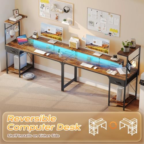 PRAISUN 55.1 Inch Gaming Desk with LED Lights & Power Outlets - Image 4