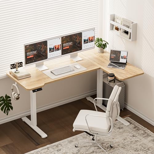 Acrolix L Shaped Electric Standing Desk,71x43.5 Reversible,Oak - Image 2