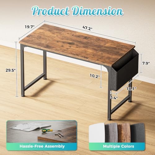 PRAISUN 47'' Computer Desk with Fabric Storage Bag - Image 3