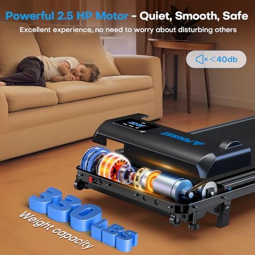 Walking Pad Treadmill, 6.2MPH Under Desk Walking Pad with 9% Incline, Treadmills for Home with Double Frame, 2.5HP Brushless Drive, 12 HIIT Programs, Remote Control, 330LBS Capacity - Image 4