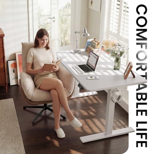 CubiCubi Electric Height Adjustable Standing Desk 48x24 Inch, White - Image 3