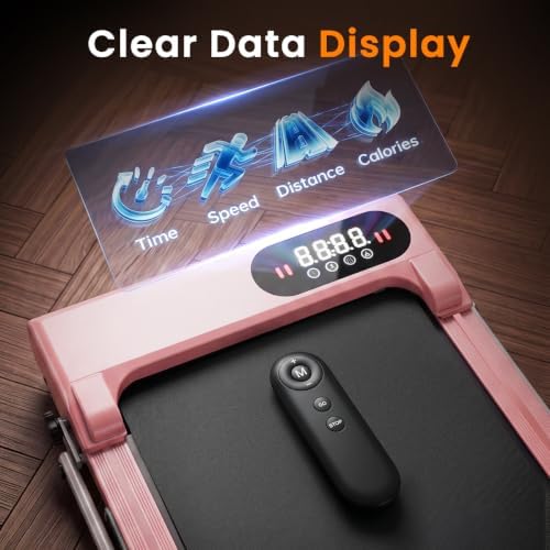 Pink Walking Pad Portable Treadmill with Incline 8% Small Walking Pad Handle Bar Under Desk for Home Office Mini Treadmill with 2.5HP Ultra Quiet <40dB 0.62~5 MPH Compact Foldable 320 lb Capacity - Image 6