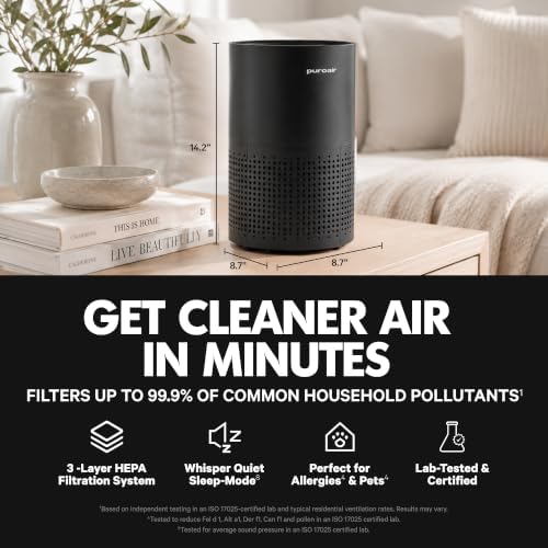 PuroAir 240 HEPA Air Purifiers for Home Pets Bedroom - 1,000 Ft² (2PK) - Image 2