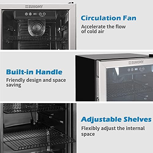 EUHOMY 4.0 Cu.Ft Beverage Refrigerator Cooler- Mini Fridge Cooler with Glass Door, Adjustable Shelves & Digital Temperature Display for Beer, Soda, Wine or Beer. - Image 3