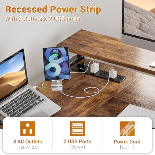 Aheaplus L Shaped Desk with File Drawer, Reversible L Shaped Gaming Desk - Image 3