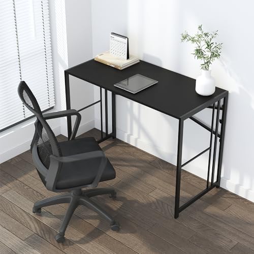 Lutown-Teen Folding Desk 40 inch No Assembly Required, Black - Image 2