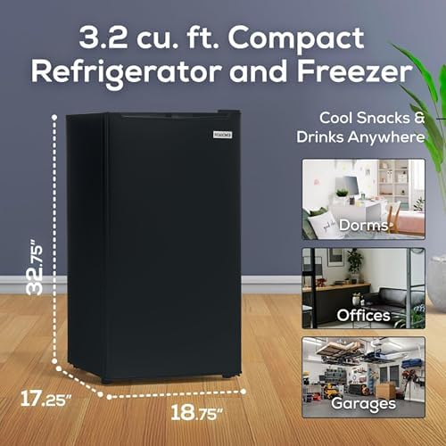 Igloo 3.2 Cu.Ft. Mini Fridge with Freezer - Single Door Compact Refrigerator with Glass Shelves for Homes, Dorms & Offices- Keep Snacks, Drinks & Frozen Foods Cool with Temperature Control Mini Fridge - Image 2