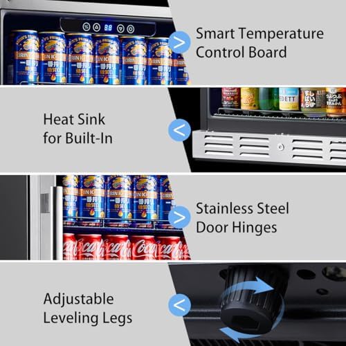 Kalamera 24 inch Beverage Refrigerator - 154 Cans Capacity Beverage Cooler- Fit Perfectly into 24" Space Built in Counter or Freestanding - for Soda, Water, Beer or Wine - For Kitchen, Bar or Office - Image 3