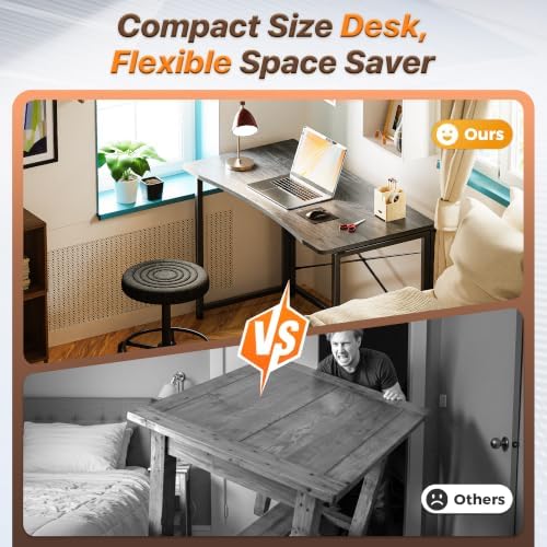 Huuger Folding Desk for Small Spaces, 39.4 Inch Foldable Computer Table - Image 3