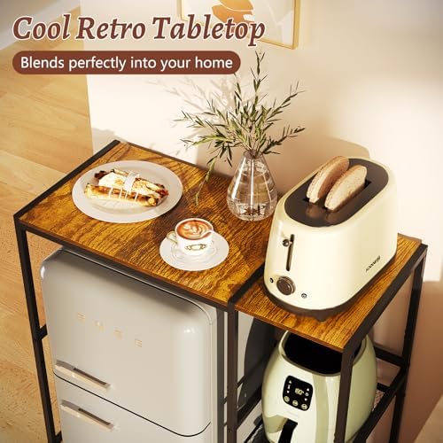 Mini Fridge Stand with Storage Shelves Dorm Microwave Stand Reversible - Image 3