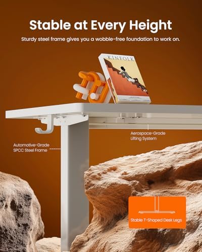 ErGear Height Adjustable Electric Standing Desk, 40 x 24 Inches Sit Stand up Desk, Memory Computer Home Office Desk, White - Image 5